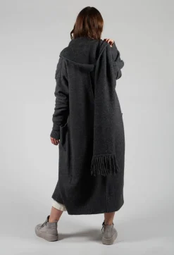 Cashmere Long Length Cardigan in Graphite