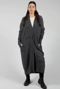 Cashmere Long Length Cardigan in Graphite