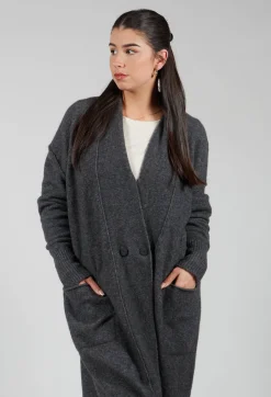 Cashmere Long Length Cardigan in Graphite
