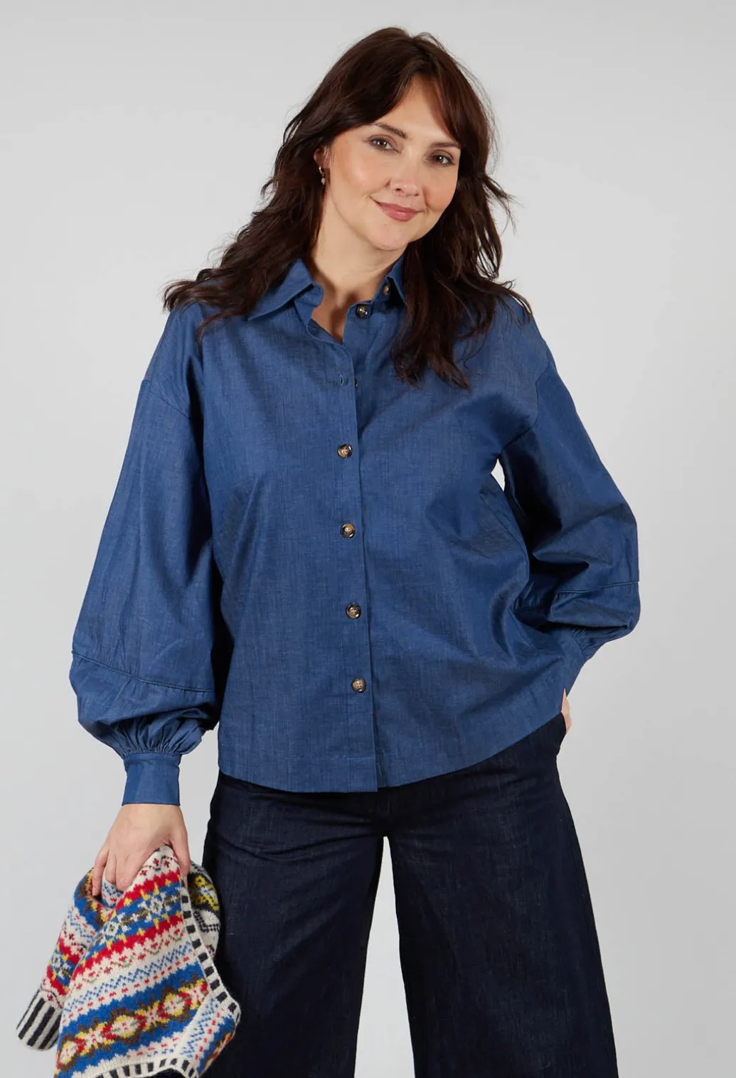 Cassandria Blouse in Chambray Blue