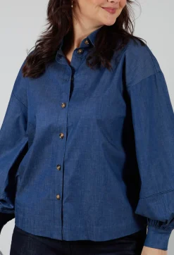 Cassandria Blouse in Chambray Blue