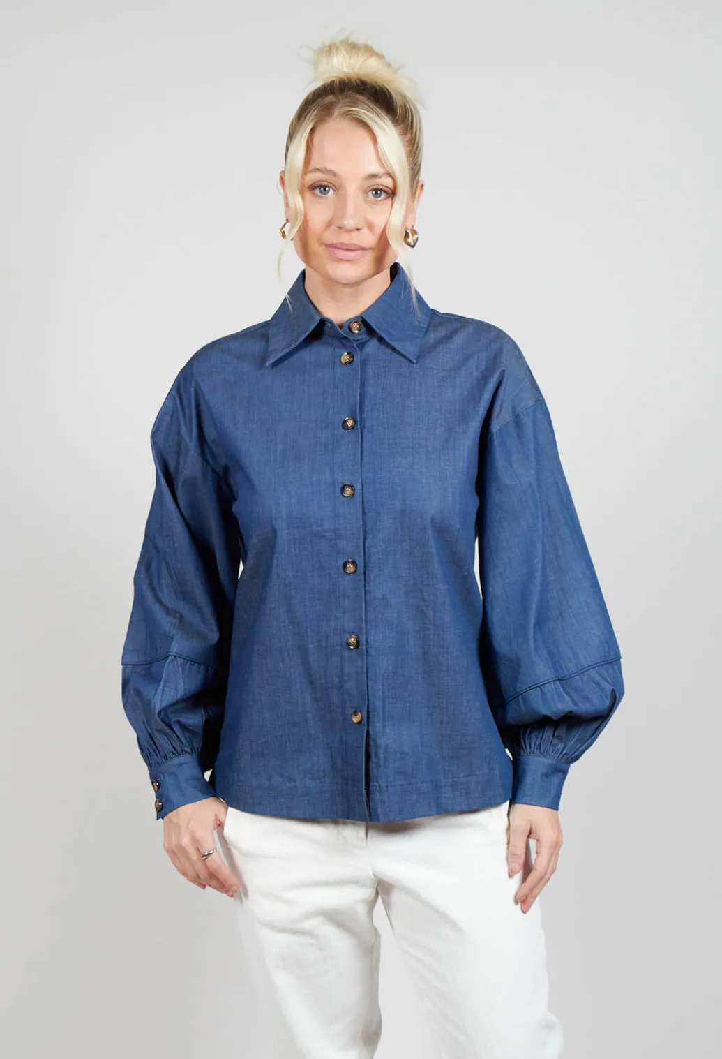 Cassandria Blouse in Chambray Blue