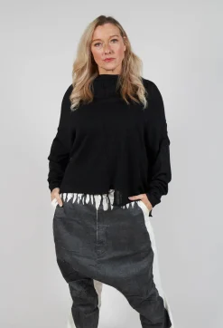 Casual Drop Shoulder Knit in Black Sparkle