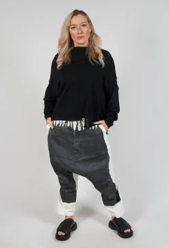 Casual Drop Shoulder Knit in Black Sparkle