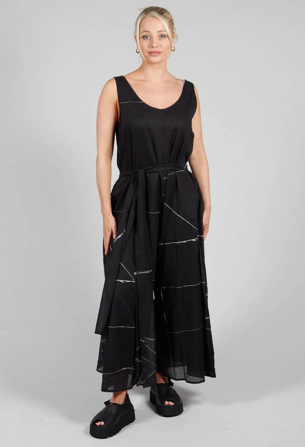 Ceila Printed Jumpsuit in Off Black Banner