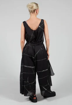 Ceila Printed Jumpsuit in Off Black Banner
