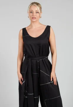 Ceila Printed Jumpsuit in Off Black Banner