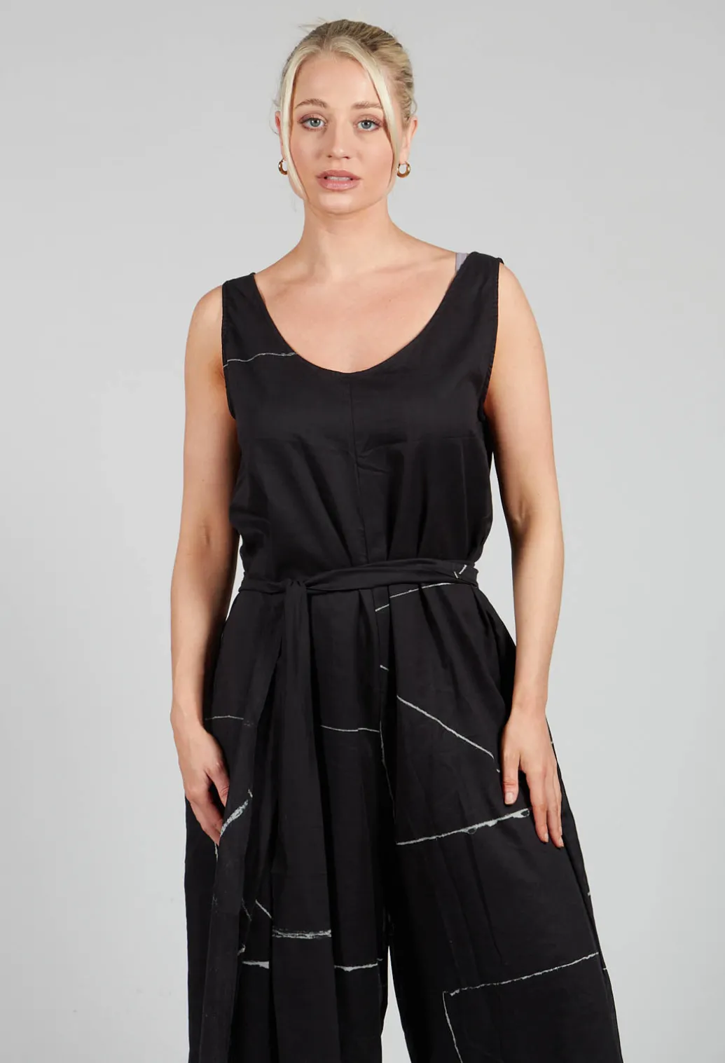 Ceila Printed Jumpsuit in Off Black Banner