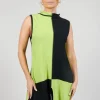 Centre Split Top in Black and Green