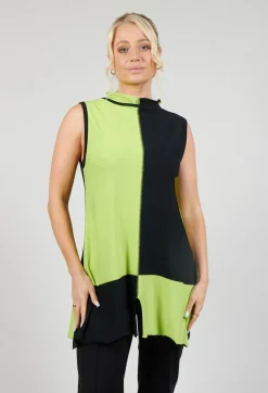 Centre Split Top in Black and Green
