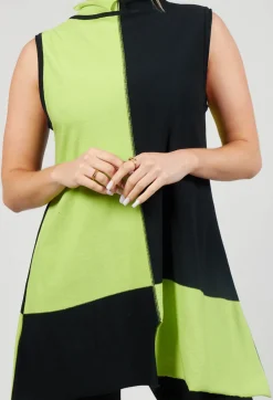 Centre Split Top in Black and Green