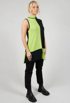 Centre Split Top in Black and Green