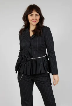 Ceremony Jacket in Black Pinstripe
