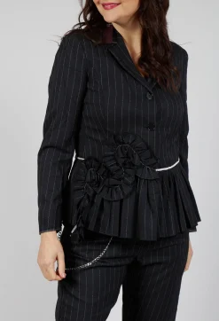 Ceremony Jacket in Black Pinstripe