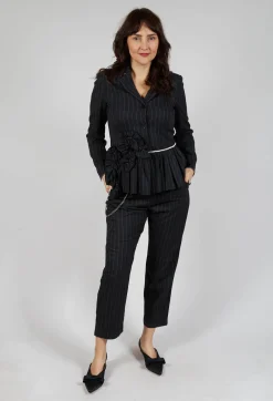 Ceremony Jacket in Black Pinstripe