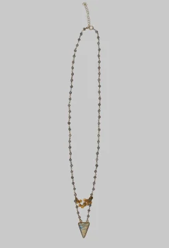 Chain Necklace with Labradorite Pendant in Gold