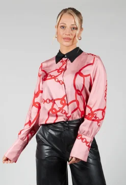 Chain Print Shirt in Pink