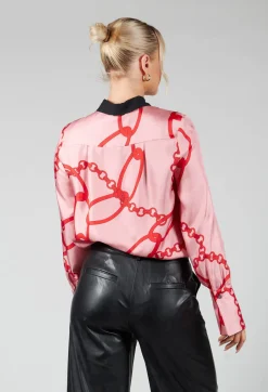 Chain Print Shirt in Pink