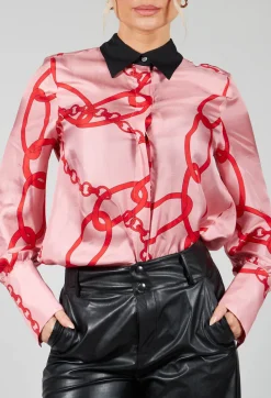 Chain Print Shirt in Pink
