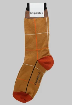 Check Design Socks in Bronze