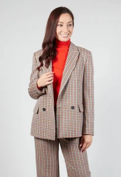 Check Longline Jacket in Tortora Orange