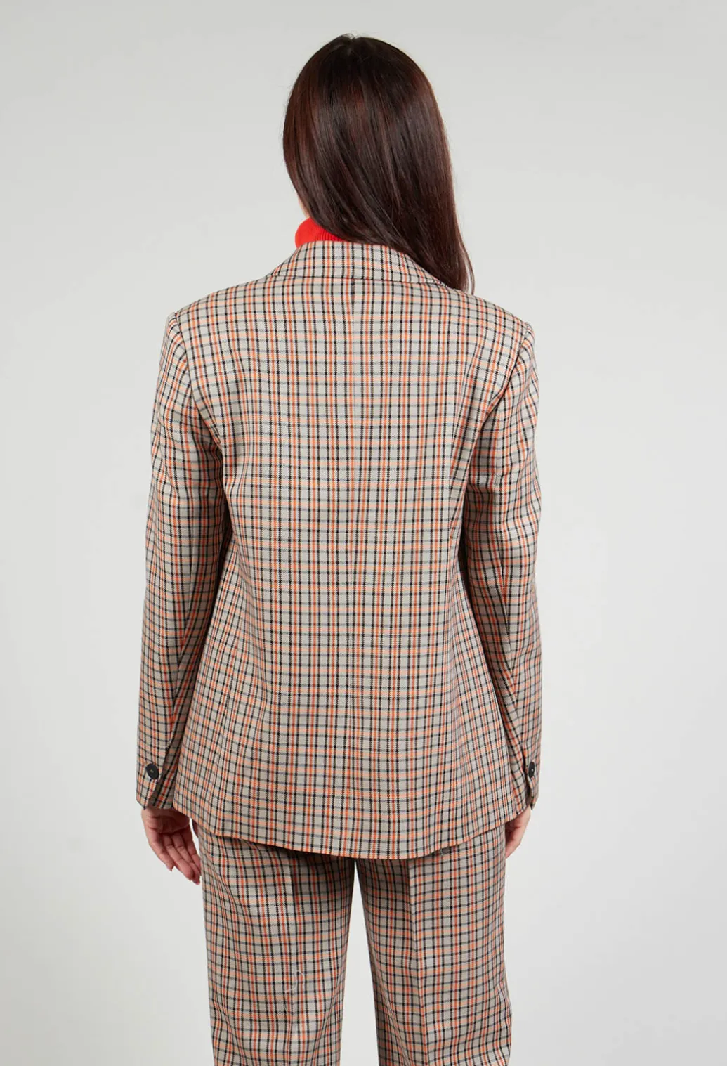 Check Longline Jacket in Tortora Orange