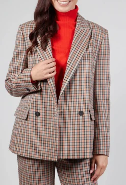 Check Longline Jacket in Tortora Orange
