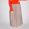 Check Pleated Skirt in Tortora Orange