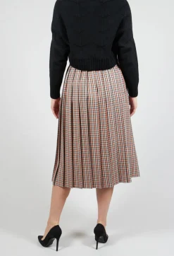 Check Pleated Skirt in Tortora Orange