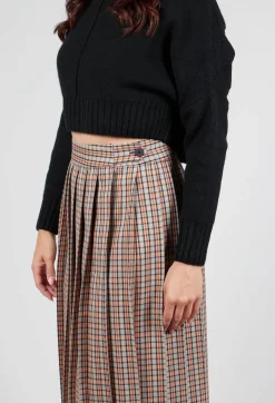 Check Pleated Skirt in Tortora Orange