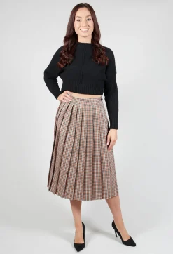 Check Pleated Skirt in Tortora Orange