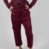 Check Print Trousers in Merlot