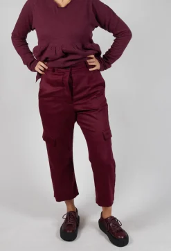 Check Print Trousers in Merlot