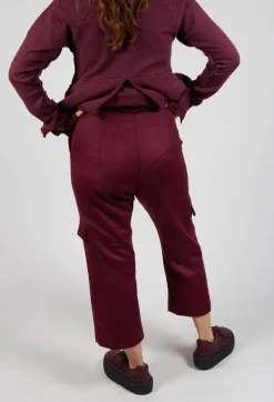 Check Print Trousers in Merlot