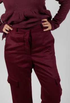 Check Print Trousers in Merlot