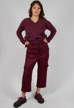 Check Print Trousers in Merlot