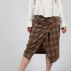 Checked Midi Skirt in Galles Marrone