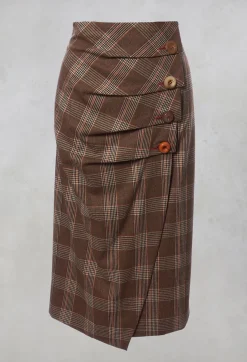 Checked Midi Skirt in Galles Marrone