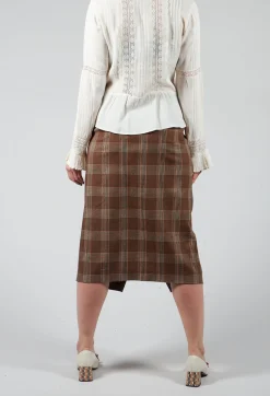 Checked Midi Skirt in Galles Marrone