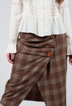 Checked Midi Skirt in Galles Marrone