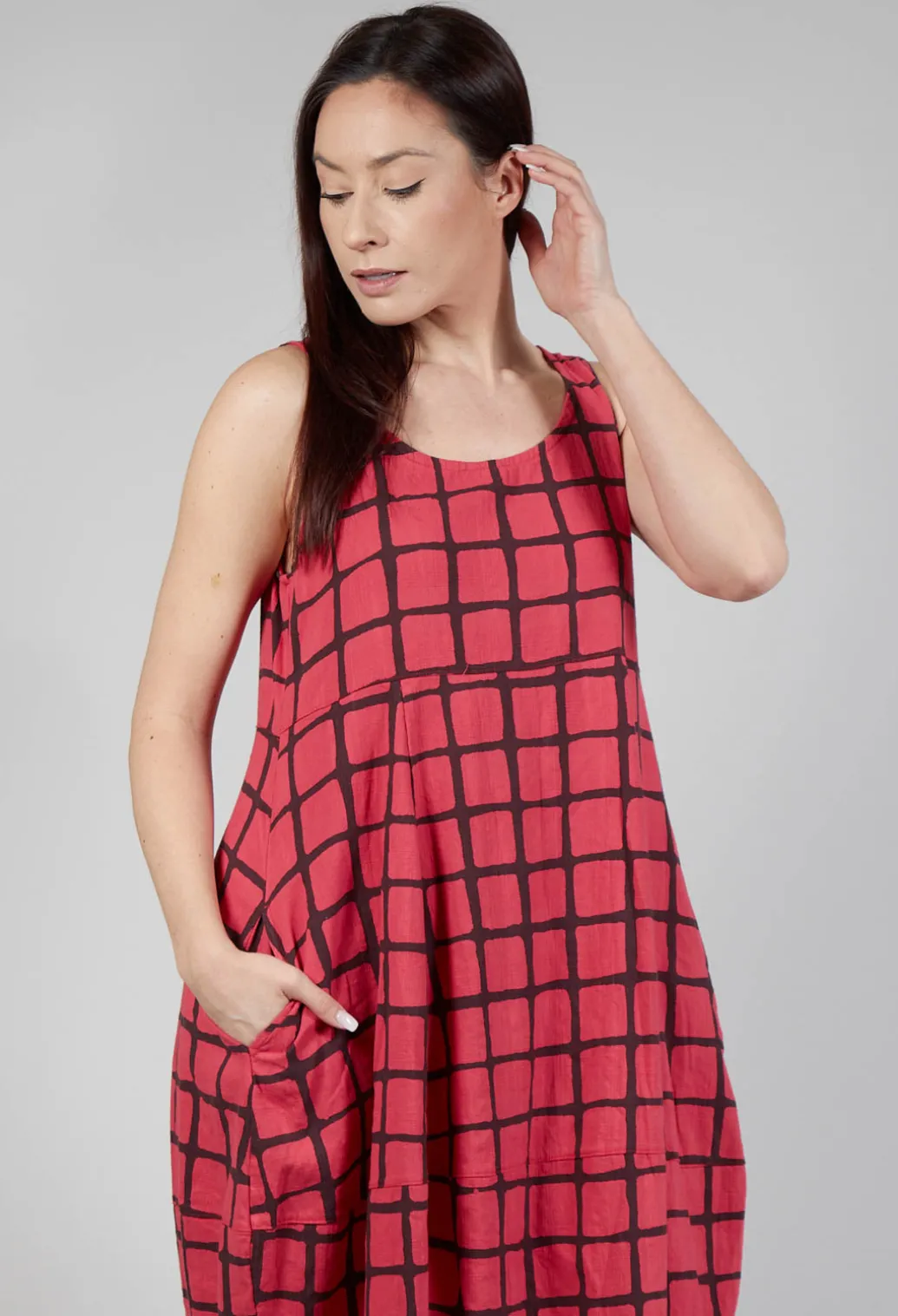 Checkered Vest Top in Chili