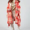 Checkered Wool Cape in Red