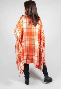 Checkered Wool Cape in Red