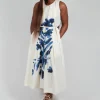 Cheerful Dress in  Navy Print
