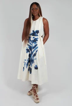 Cheerful Dress in  Navy Print