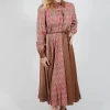 Chemisier Dress with Patchwork in Caramel