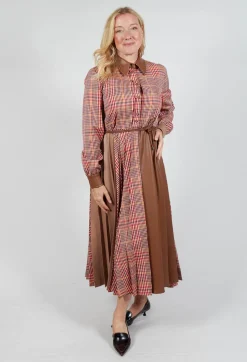 Chemisier Dress with Patchwork in Caramel