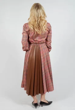 Chemisier Dress with Patchwork in Caramel