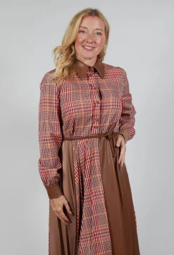 Chemisier Dress with Patchwork in Caramel