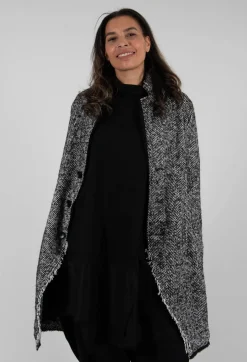 Chevron Stripe Coat in Black